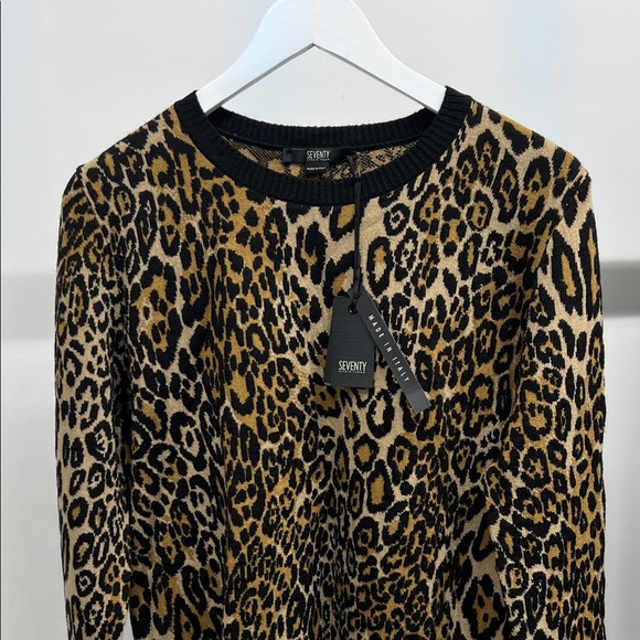 NWT Seventy Animal Print Sweater with Black Trim - Picture 2 of 7